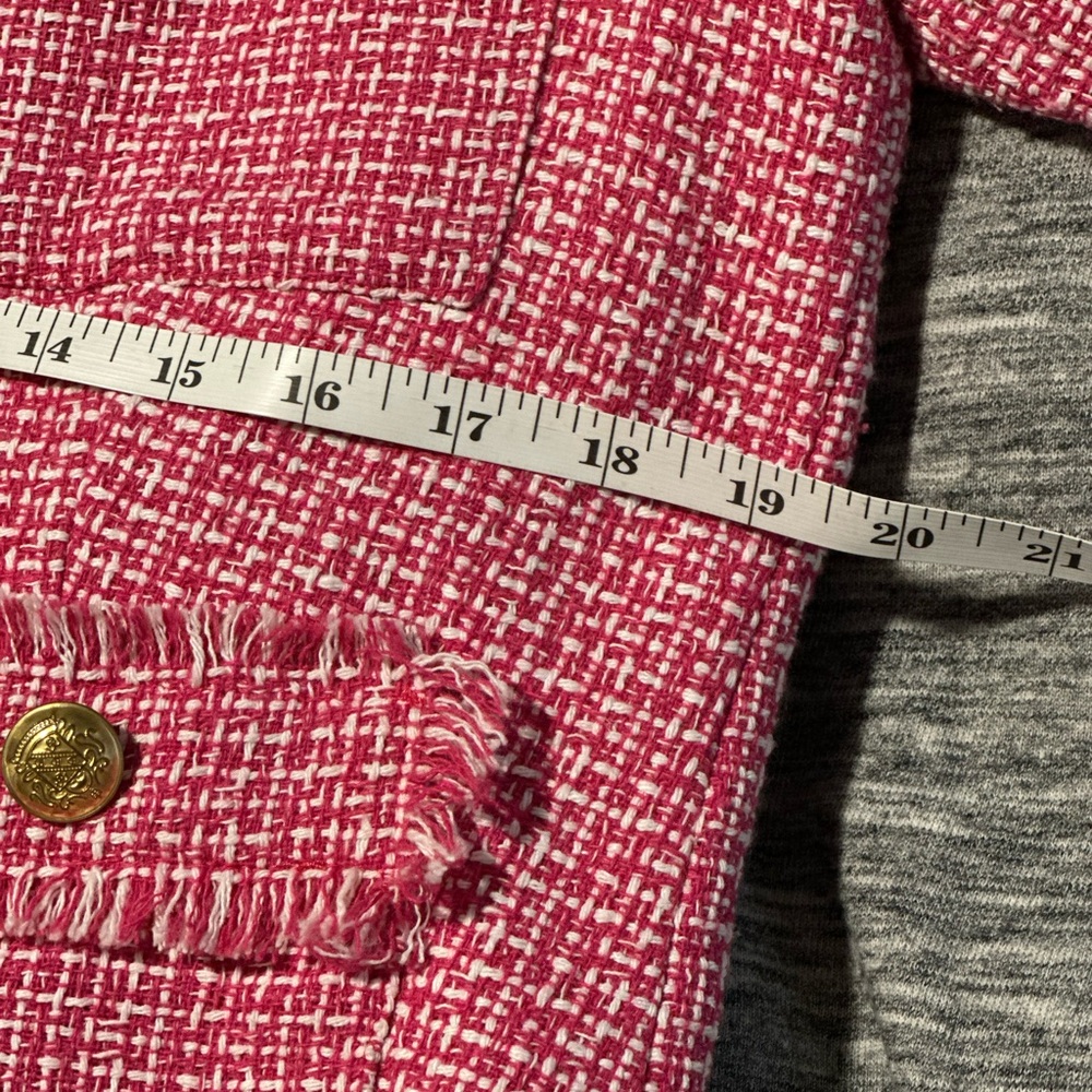 Nanette Lepore Pink Tweed Blazer with Frayed Edges - Picture 6 of 7